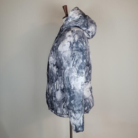 Amazon Essentials Jacket Medium Black White Marble Hooded Puffer Coat Zip NEW - Picture 5 of 11